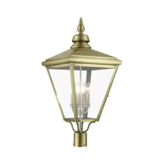 Livex Lighting Adams 4 - Light Post Light in  Antique Brass/Brushed Nickel image {4}