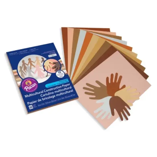 Prang Shades of Me Construction Paper, 5 Assorted Skin Tone Colors, 12" x 18", 50 Sheets Per Pack, 5 Packs image {2}