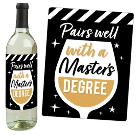 Big Dot of Happiness Mastered It - Master's Degree Graduation Party Decorations for Women and Men - Wine Bottle Label Stickers - Set of 4 image {3}