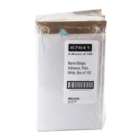 SICURIX Plain Adhesive Badges, White, 100 Per Pack, 6 Packs image {5}