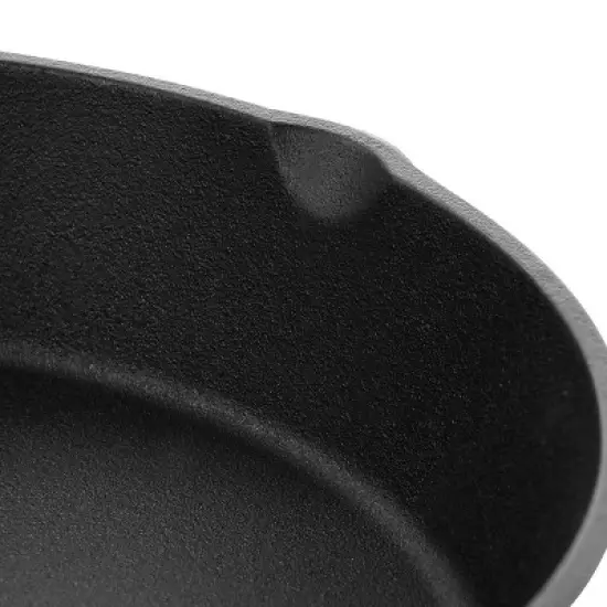 MegaChef Round Preseasoned Cast Iron Frying Pan with Handle in Black image {2}