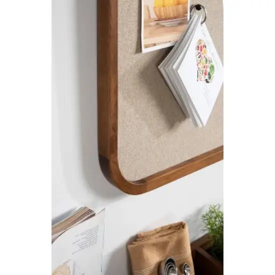 20" x 30" Hutton Wood Framed Fabric Pinboard Rustic Brown - Kate & Laurel All Things Decor: Linen Surface, Office Decor, Photo Display image {5}