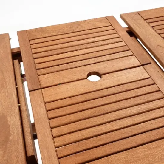 LuxenHome Carmel Solid Wood Extendable Outdoor Dining Table Brown image {9}