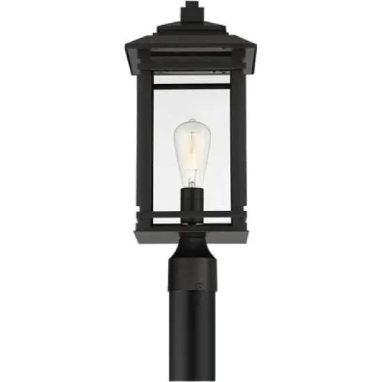 John Timberland Mission Outdoor Post Light Fixture Matte Black Metal 19 1/2" Clear Glass for Exterior House Porch Patio Deck Home image {3}
