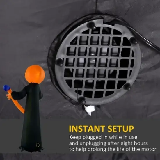 Syemin Inflatable Holiday Decorations Halloween Inflatables Outdoor Decoration Ghost with Pumpkin, Outdoor Blow Up Yard Decor, White, 43.3"*15.8"*59" image {4}