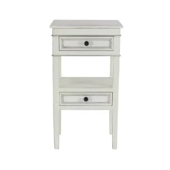 Distressed Wooden Side Table with Drawers - Olivia & May image {8}