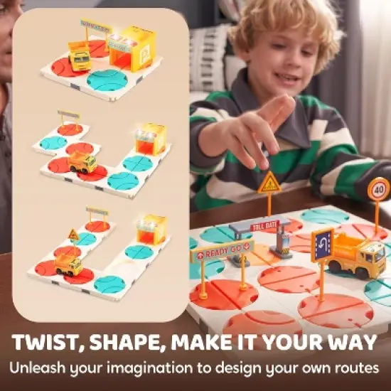 Joyfy Montesorri Construction Puzzle Toy for Kids, STEM Board Game, Logic Road Builder Logic Puzzle, Birthday Party Gift for Boys & Girls Ages 3-5 4-8 image {4}