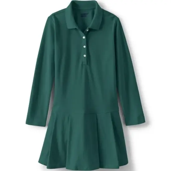 Lands' End School Uniform Girls Long Sleeve Mesh Pleated Polo Dress image {4}