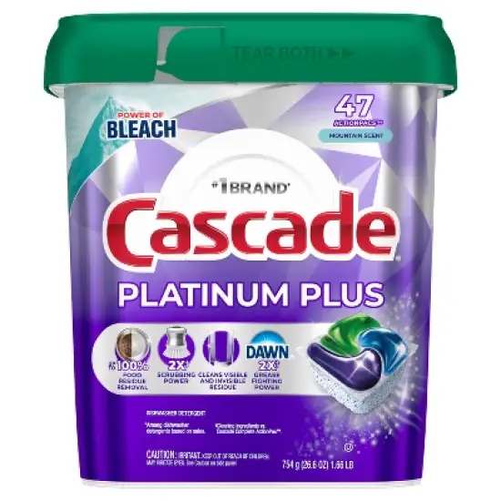 Cascade Platinum Plus Action Pacs Dishwasher Detergent - Mountain Scent - 47ct image {1}