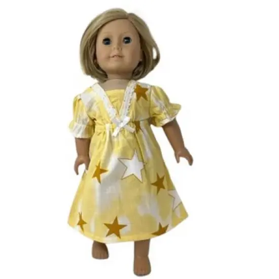 Doll Clothes Superstore Size 6 Matching Girl And Doll Yellow Star Nightgowns image {2}
