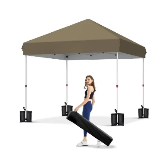 10x10 FT Canopy Tent, Outdoor Shelter with 3 Adjustable Heights, Quick Setup, Includes 4 Sandbags & Carry Bag, Ideal for Camping, Parties image {11}