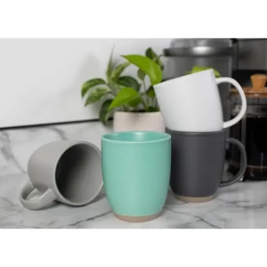 Elanze Designs Raw Clay Bottom Cool Assorted 13 ounce Ceramic Coffee Mugs Set of 4 image {4}