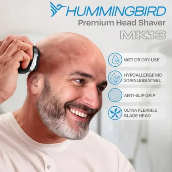 HUMMINGBIRD MK13 Premium Head Shaver, 7 Blade Electric Razors for Men, Rechargeable Wet & Dry Electric Head Shavers for Bald Men, Travel Case image {6}