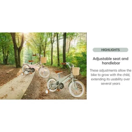 Topteng 16" Kid's Bike Child Bicycle for Boys and Girls with Basket image {9}