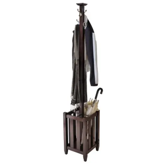 Memphis Coat Tree & Umbrella Rack Walnut Finish - Winsome image {1}