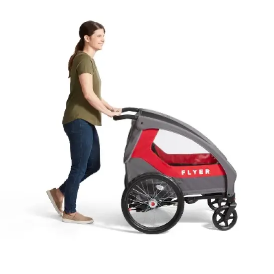 Radio Flyer Duoflex Bike Trailer to Stroller - Gray/Red/Black image {5}
