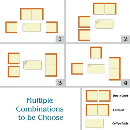 Tangkula 4PCS Rattan Furniture Set Coffee Table Cushioned Sofa Garden Lawn Patio Navy image {3}