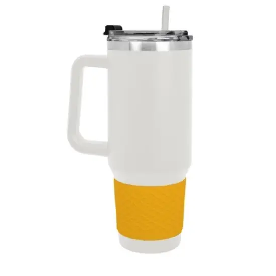 NHL Pittsburgh Penguins White Colossus Travel Mug with Team Color Silicon Gripe - 40oz image {1}