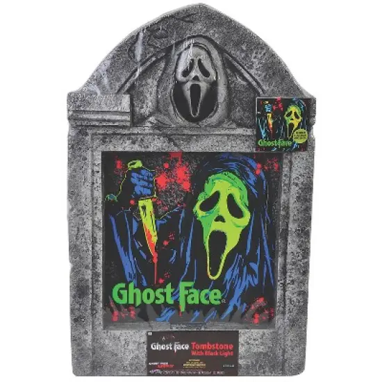 Fun World 21 in Ghostface Black Light Tombstone Halloween Decoration - Gray image {1}