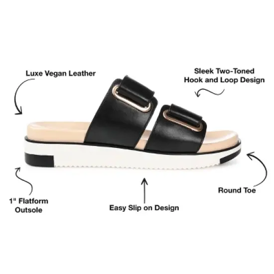 Journee Collection Womens Ashanti Slip On Slide Multi Strap Sandals image {7}