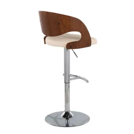 Set of 2 Pino Upholstered Barstools Cream/Walnut - Lumisource image {3}