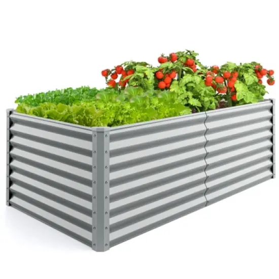 Tangkula Raised Garden Bed Large Metal Planter Box Kit for Vegetable Herb 6' x 3' x 2' Gray image {10}