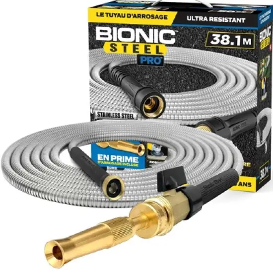 Bionic Steel Pro 304 Stainless Steel Metal Garden Hose with Brass Nozzle image {5}