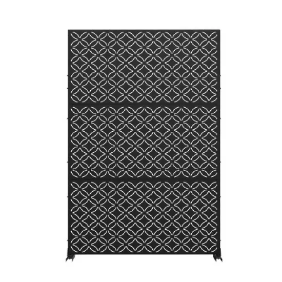 PexFix 72 in. x 47 in. Outdoor Privacy Screen Garden Fence in Palace Pattern in Black image {2}