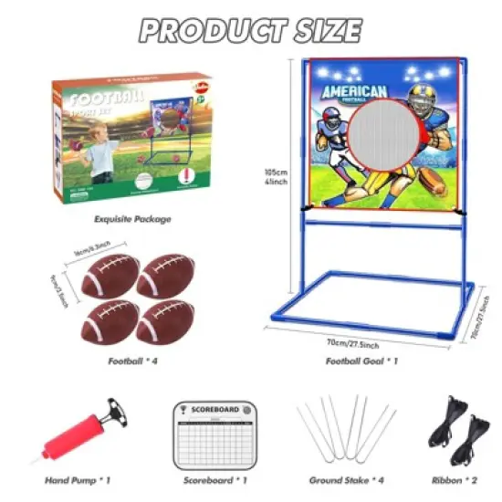 VATOS Football Toss Target Games with 4 Inflatable Footballs Family Party Game for Adults and Kids image {5}