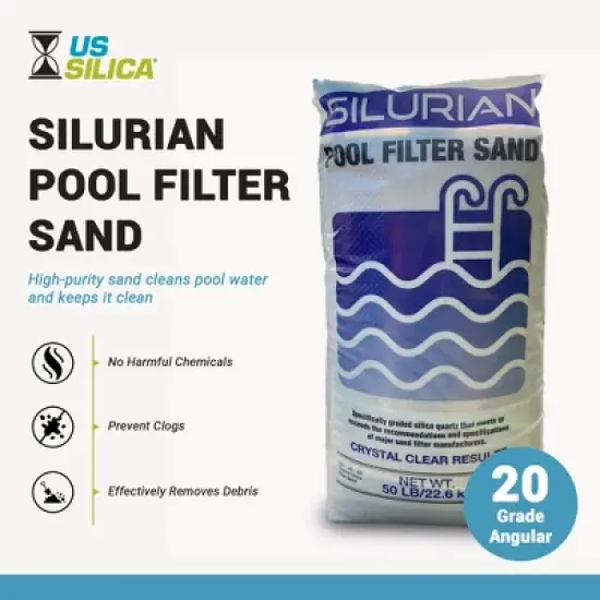 U.S. Silica SILURIAN 20 Grade Pool Filter Sand for Optimal Filtration & Funsicle 12 Inch Sand Filter Pump for Above Ground Pools, 1600 GPH Flow Rate image {1}