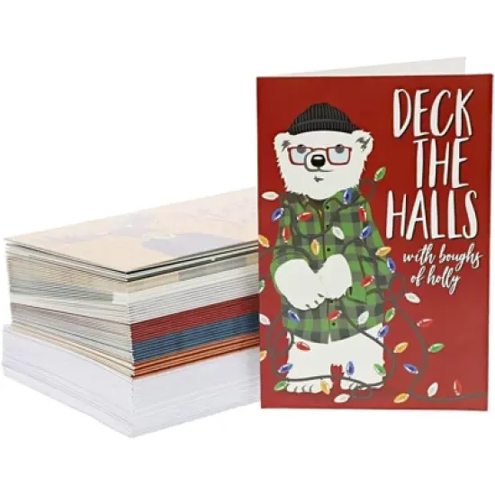 48 Pack (8 of Each) Cute Woodland Animal Christmas Cards with Envelopes, 4 x 6 inches, 6 Assorted Designs Merry Xmas Festive Themed Greeting Cards image {5}