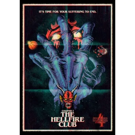 Boy's Stranger Things Retro Hellfire Club Poster T-Shirt image {1}