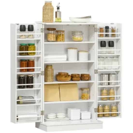 HOMCOM 41" Kitchen Pantry, 2-Door Kitchen Cabinet with 5-tier Storage Shelving, 12 Spice Racks and Adjustable Shelves for Dining Room image {6}