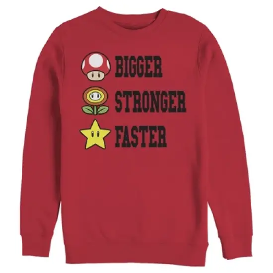 Men's Nintendo Mario Bigger Stronger Faster Sweatshirt image {3}
