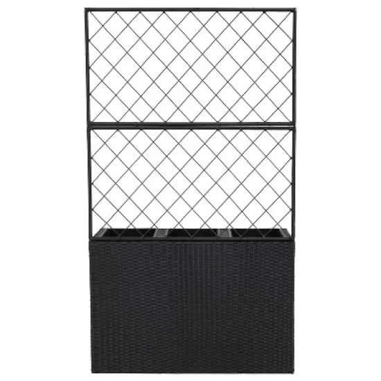 Sunnydaze 3-Section Wicker Planter Box with Trellis for Indoor or Outdoor Use - Black image {4}