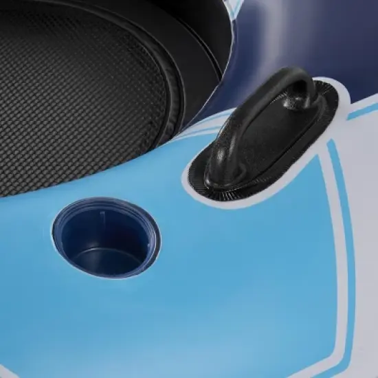 Bestway CoolerZ Rapid Rider Inflatable 2 Person Pool River Lake Tube Float, Blue, and 101 Inch 4 Person Inflatable Island Lounge River Raft Float image {5}