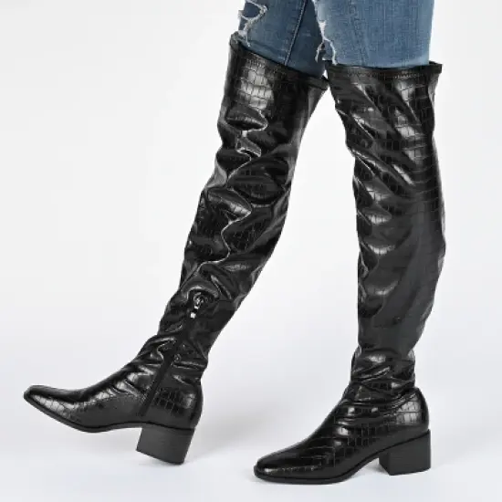 Journee Collection Womens Mariana Tru Comfort Foam Wide Calf Block Heel Over The Knee Boots image {8}