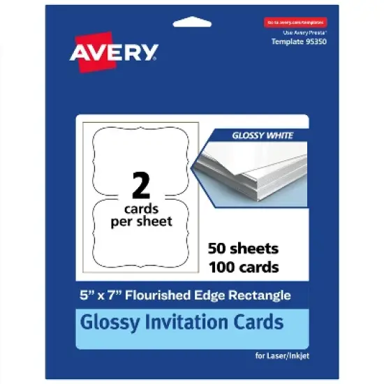 Avery Glossy White Invitation Cards, 5" x 7" Rectangle Flourished Edge image {9}