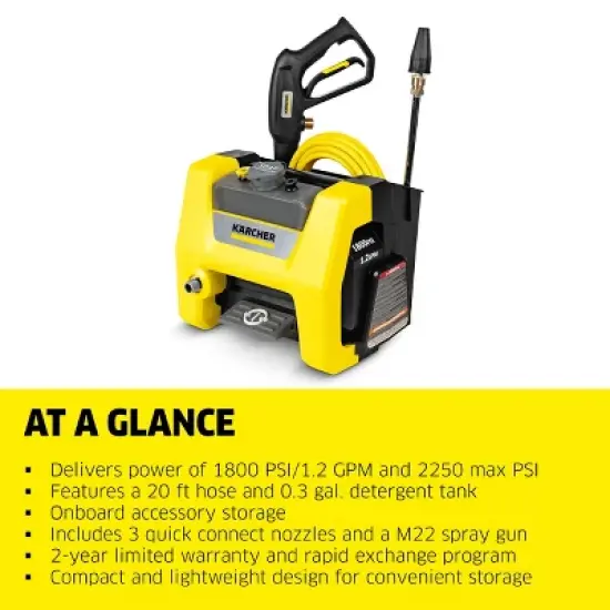 Karcher K1800PS CUBE Electric Pressure Washer, 1800 PSI, 1.2 GPM, CETA Certified image {9}