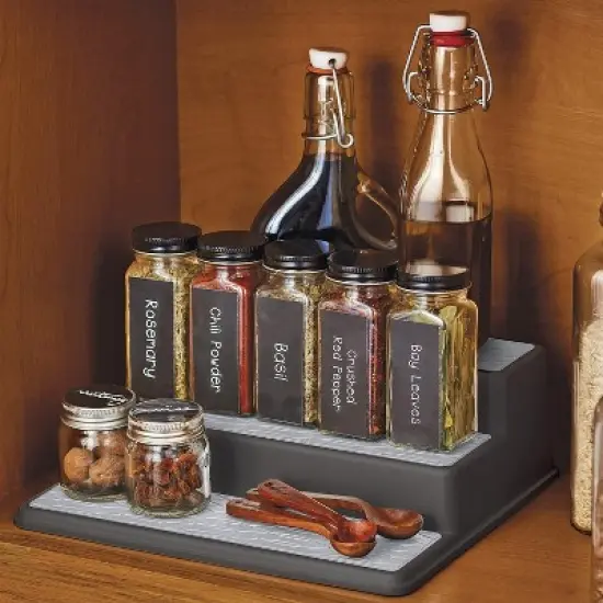 Copco Non-Skid 3-Tier Spice Pantry Kitchen Cabinet Organizer  10-Inch, Charcoal image {3}