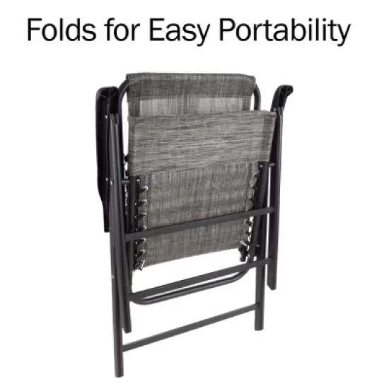 Pure Garden Folding Lounge Chairs &ndash; Portable Camping or Lawn Chairs, Gray, Set of 2 image {3}