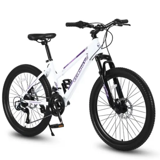 DSVIMOY Bicycles, 26 inch Mountain Bike for Teenagers Girls Women, 21-Speed Mountain Bike with Dual Disc Brakes, White, 65"*24.8"*37.4" image {5}
