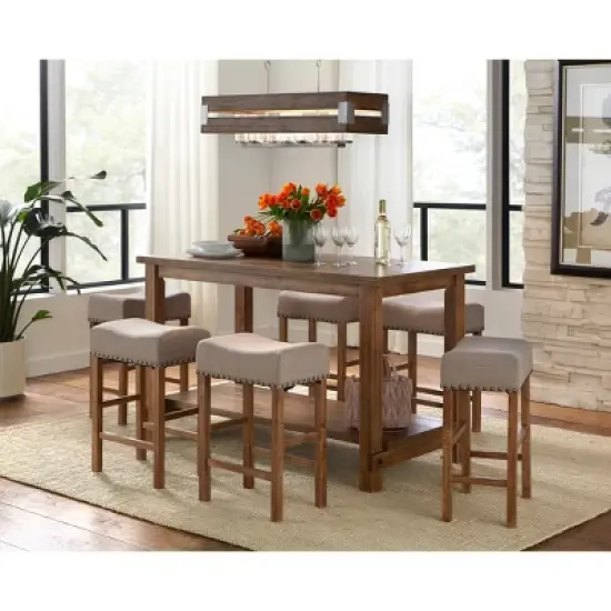 Hathaway Nailhead Counter Height Dining Table Driftwood - Buylateral image {4}