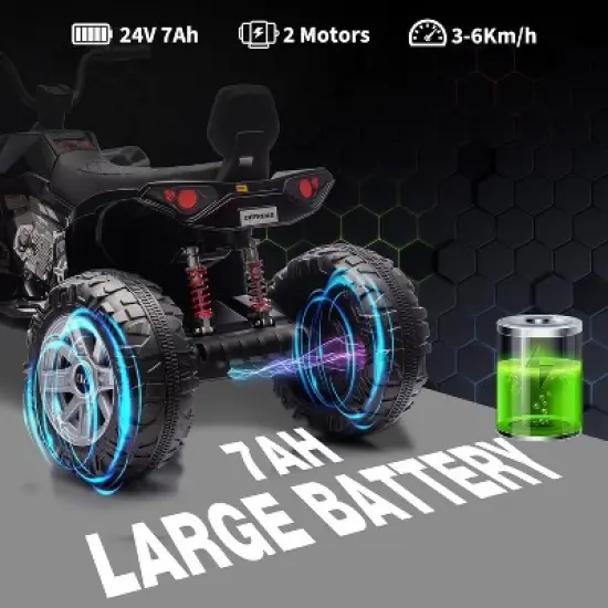 2-Seater Kids ATV Ride-On, 24V Electric Quad 4 Wheeler with 800W Motors, 7Ah Battery, Bluetooth image {3}