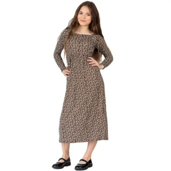 Girls Charming Floral Long Sleeve Maxi Dress image {4}