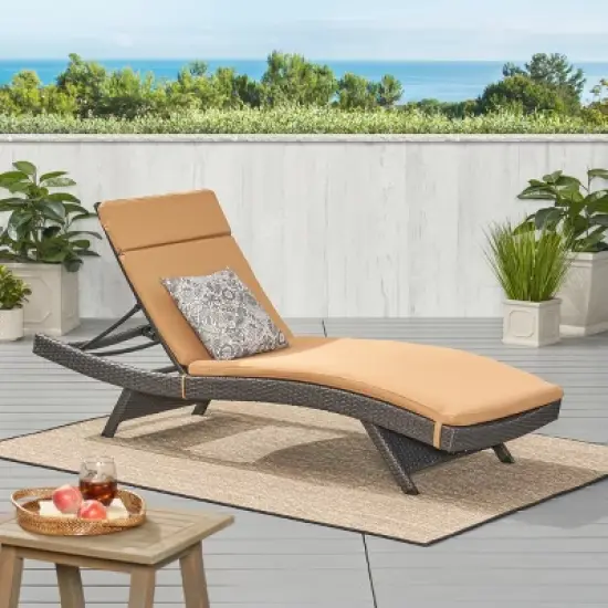 Christopher Knight Home Salem Outdoor Wicker Armless Adjustable Chaise Lounge with Cushion image {13}