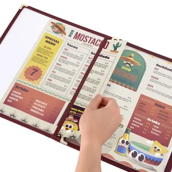 WeChef 30 Packs Restaurant Menu Covers 8.5 x 11" Triple Fold 3 Pages 6 Views Burgundy Red image {5}