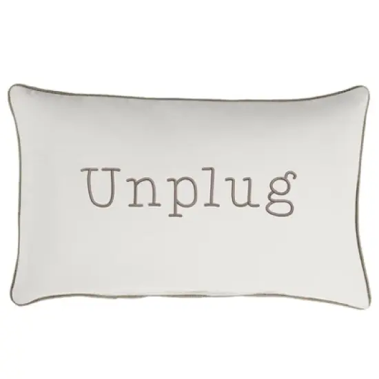 Indoor/Outdoor Unplug Embroidered Lumbar Throw Pillow - Sorra Home image {8}