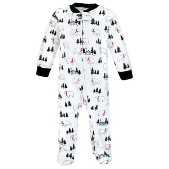 Hudson Baby Infant Boy Premium Quilted Zipper Sleep and Play, Buffalo Plaid Bear image {2}