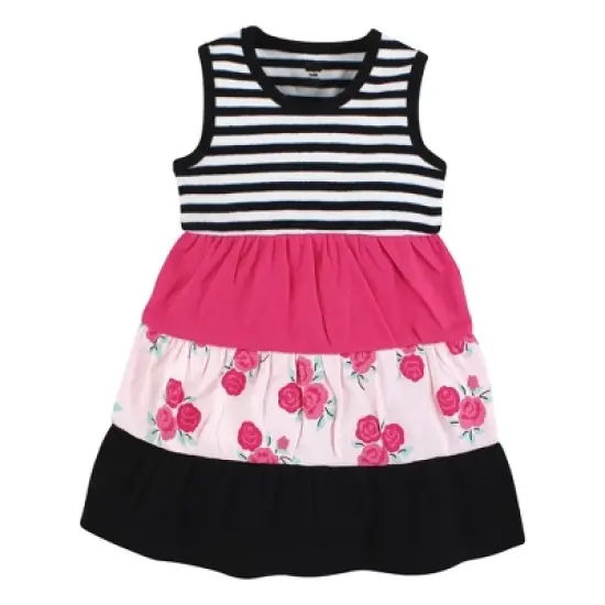 Hudson Baby Infant and Toddler Girl Cotton Dresses, Pink Black Roses image {2}